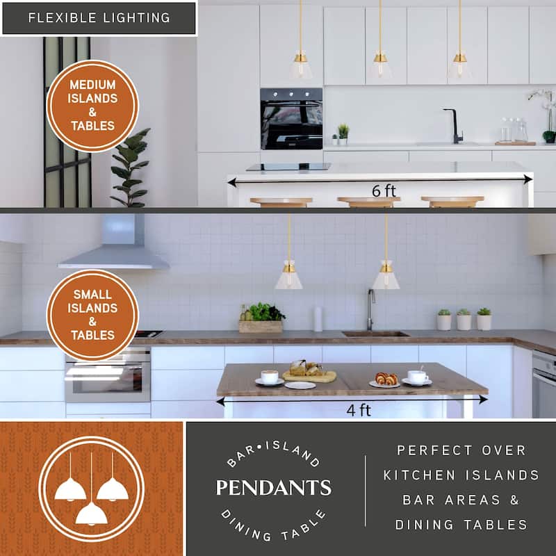 VAXCEL Harper 1-Light 8.5 in. Wide Natural Brass Gold Mid-Century Modern Mini Pendant with Clear Glass Cone Shade