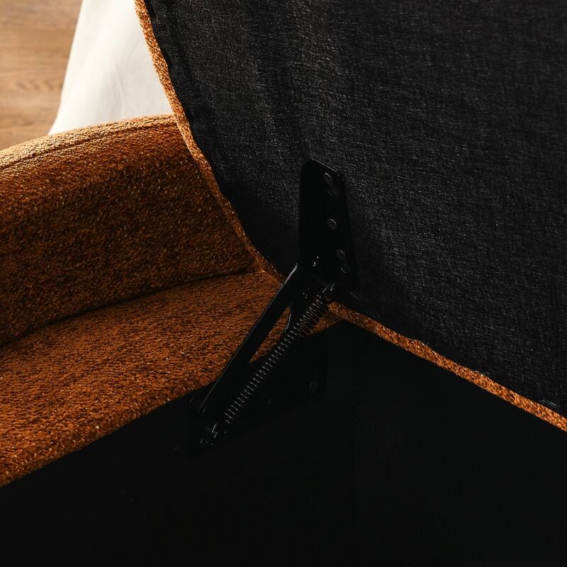 Oval Ottoman Storage Chenille Fabric Bench