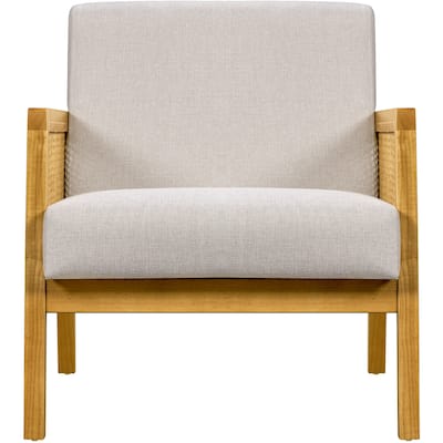 Yaheetech Modern Upholstered Fabric Accent Chair with Rattan Sides - 27″×30″×31″