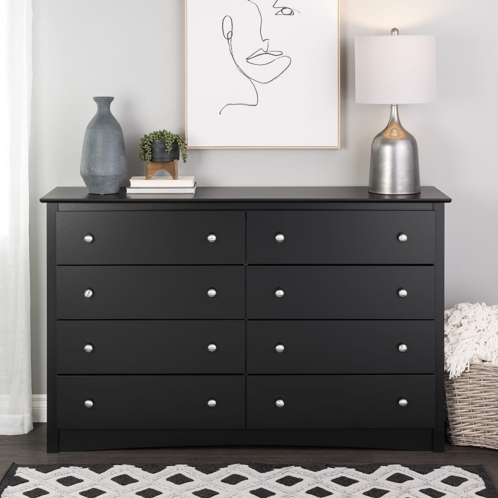 Prepac Sonoma 8 Drawer Double Dresser for Bedroom, Wide Chest of Drawers, Traditional Bedroom Furniture