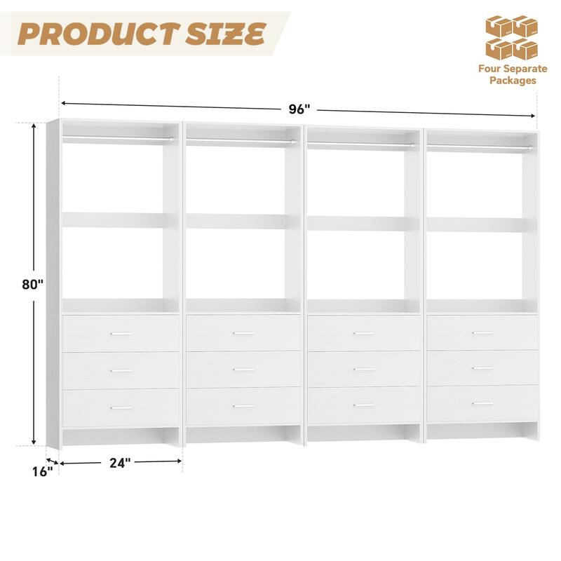 Set of 2/4 Closet Organizer System with Wood Drawers