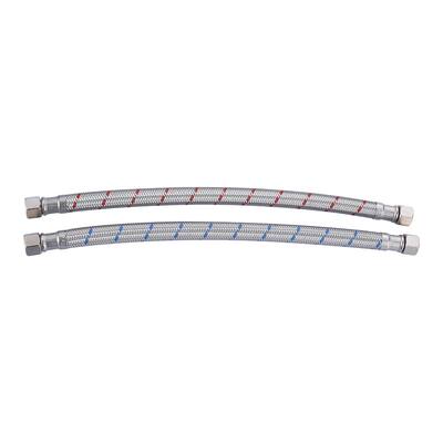 WOWOW 3/8 in. COMP x 3/8 in. COMP Stainless Steel Faucet Supply Lines - Stainless Steel - 12-inch