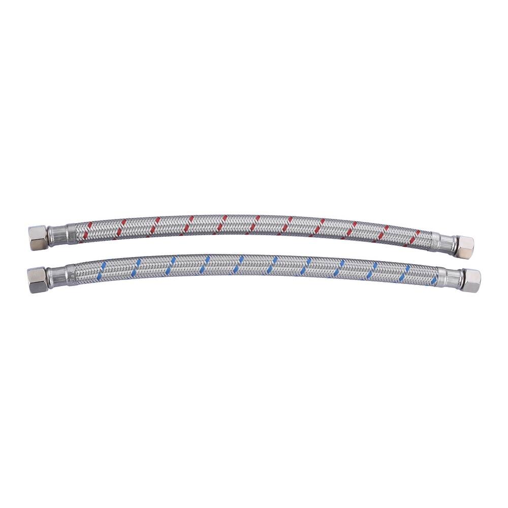 WOWOW 3/8 in. COMP x 3/8 in. COMP Stainless Steel Faucet Supply Lines - Stainless Steel - 12-inch
