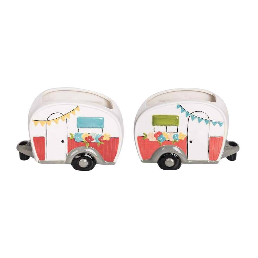 Transpac Ceramic Camper Planter Set of 2 Home Decorations Spring