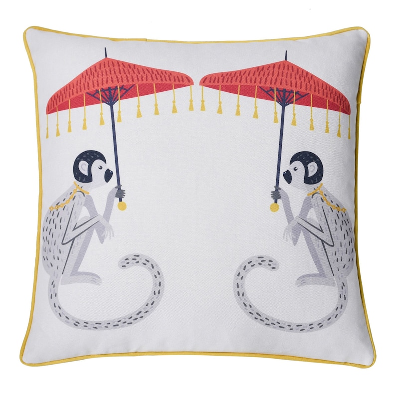 Dann Foley - Double Sided Pillow - Monkey Print and Black Velvet