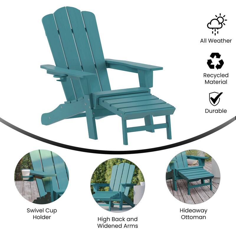 Flash Furniture FFOF81757 Jean 34" Wide Polyethylene Adirondack Chair