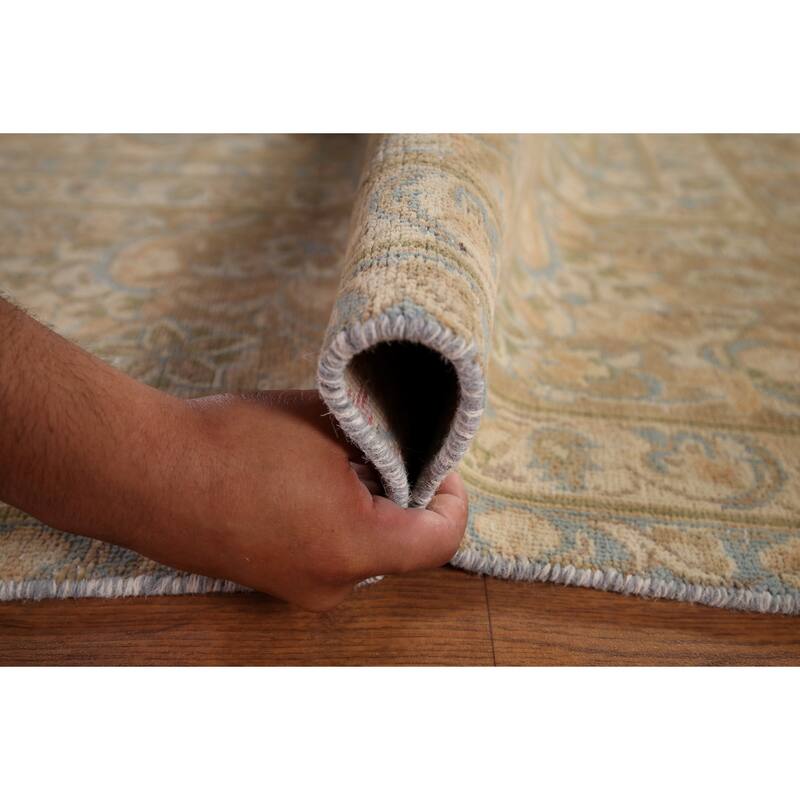 Distressed Muted Najafabad Persian Vintage Hand-Knotted Wool Carpet - 9'3" x 12'11"