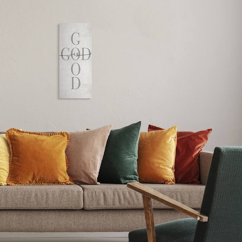 Stupell God Is Good Phrase Faith Based Cross Typography Canvas Wall Art