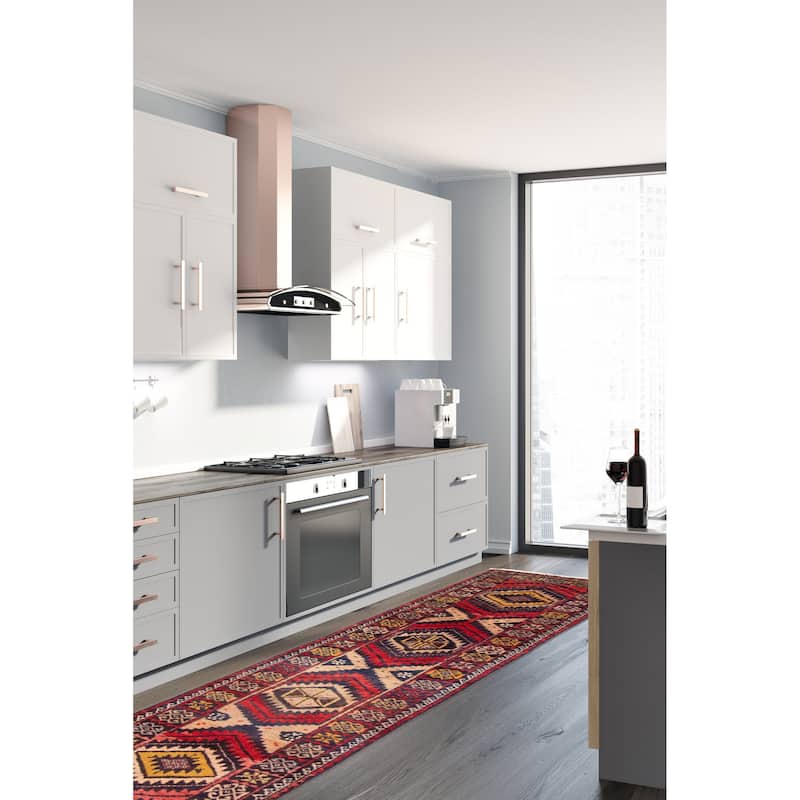 ECARPETGALLERY Hand-knotted Baluch Red Wool Rug - 1'7 x 6'2