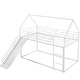 preview thumbnail 23 of 26, Modern Black Twin Over Twin House Bunk Bed With Convertible Ladder and Slide