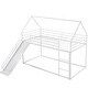 preview thumbnail 8 of 7, White Twin Size Solid Metal House Bunk Bed with Convertible Ladder and Slide, High Guardrails