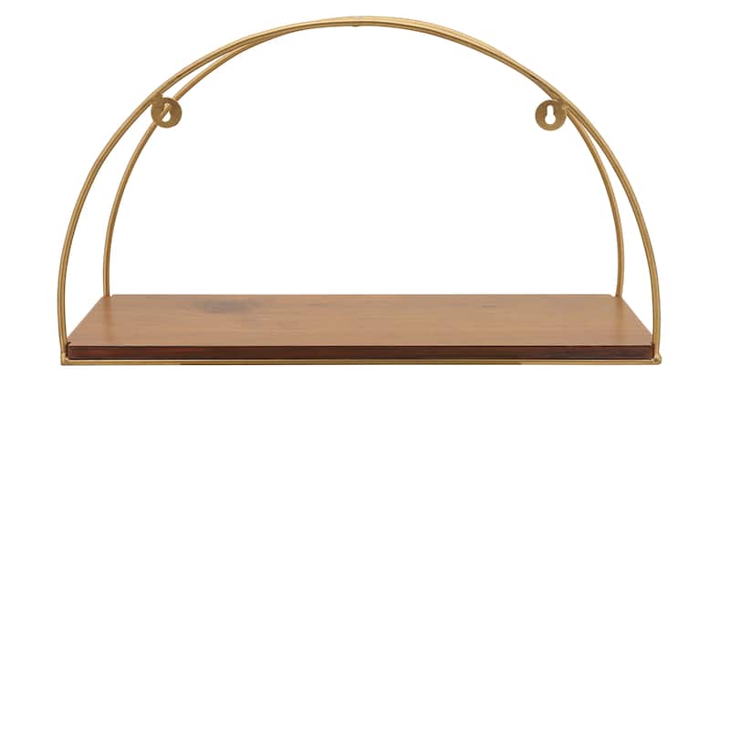 Metal Wood Arched Wall Shelves Set - Brown, 10/12/14" - 21.0"