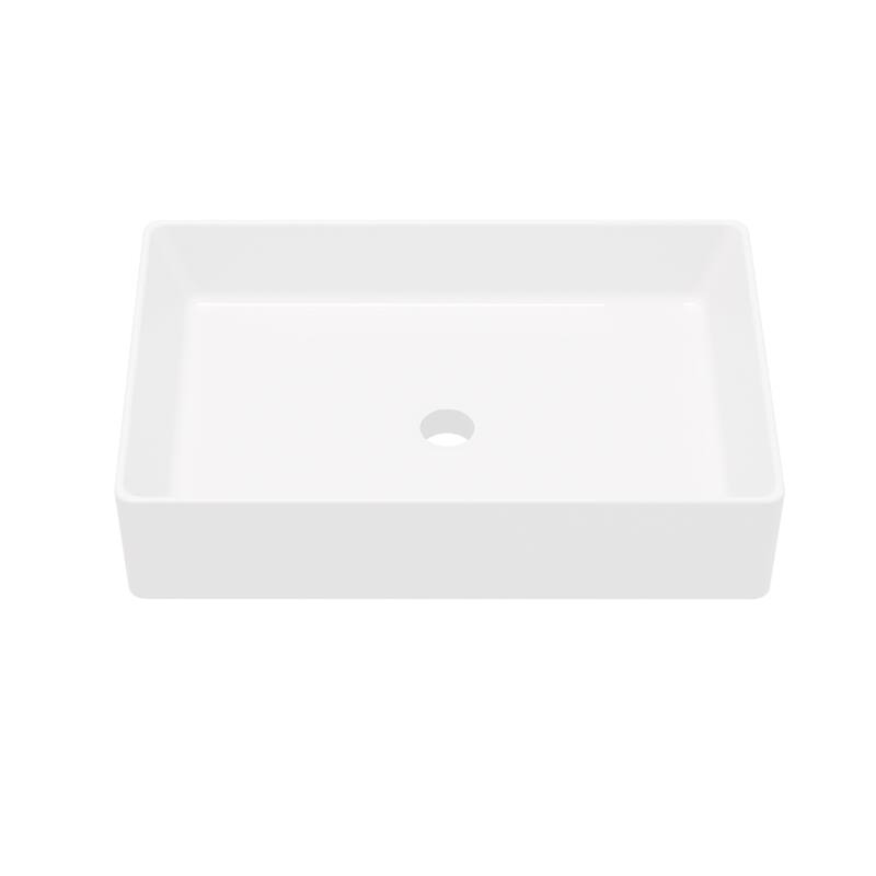 Modern Rectangular Ceramic Vessel Sink Countertop Bathroom Sink - White