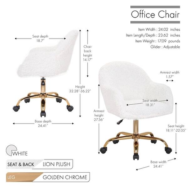 Porthos Home Quiana Swivel Office Chair Shaggy Upholstery Gold Legs Overstock 31423570