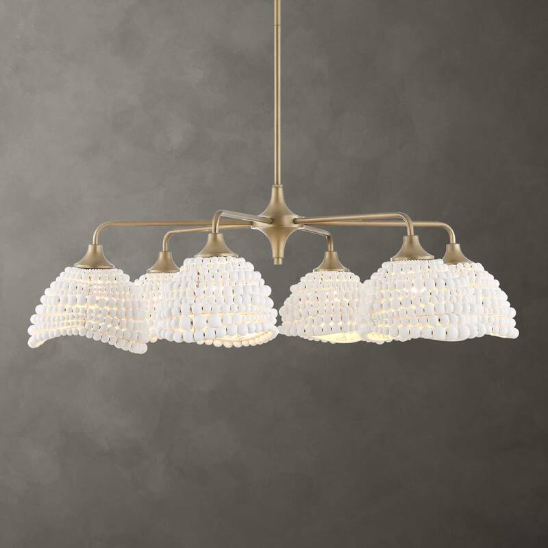 Uttermost Biddeford 6 Light White Beaded Pendant - 36"W x 36"D x 11"H