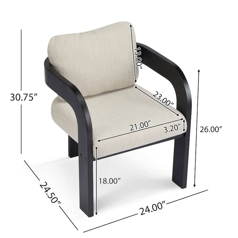 Dining Room Chairs Set of 2 Modern Fabric Armchair for Living Room, Comfy Upholstered Accent Chairs with Wood Legs, Pillow Back