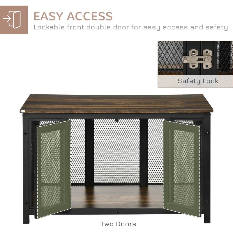 PawHut Furniture Style Dog Crate with Openable Top, Big Dog Crate End Table - Brown