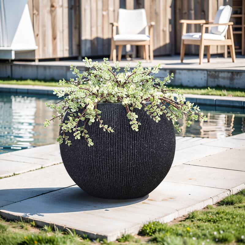 14.5" Round Bowl Plastic Planter, Mediterranean Style