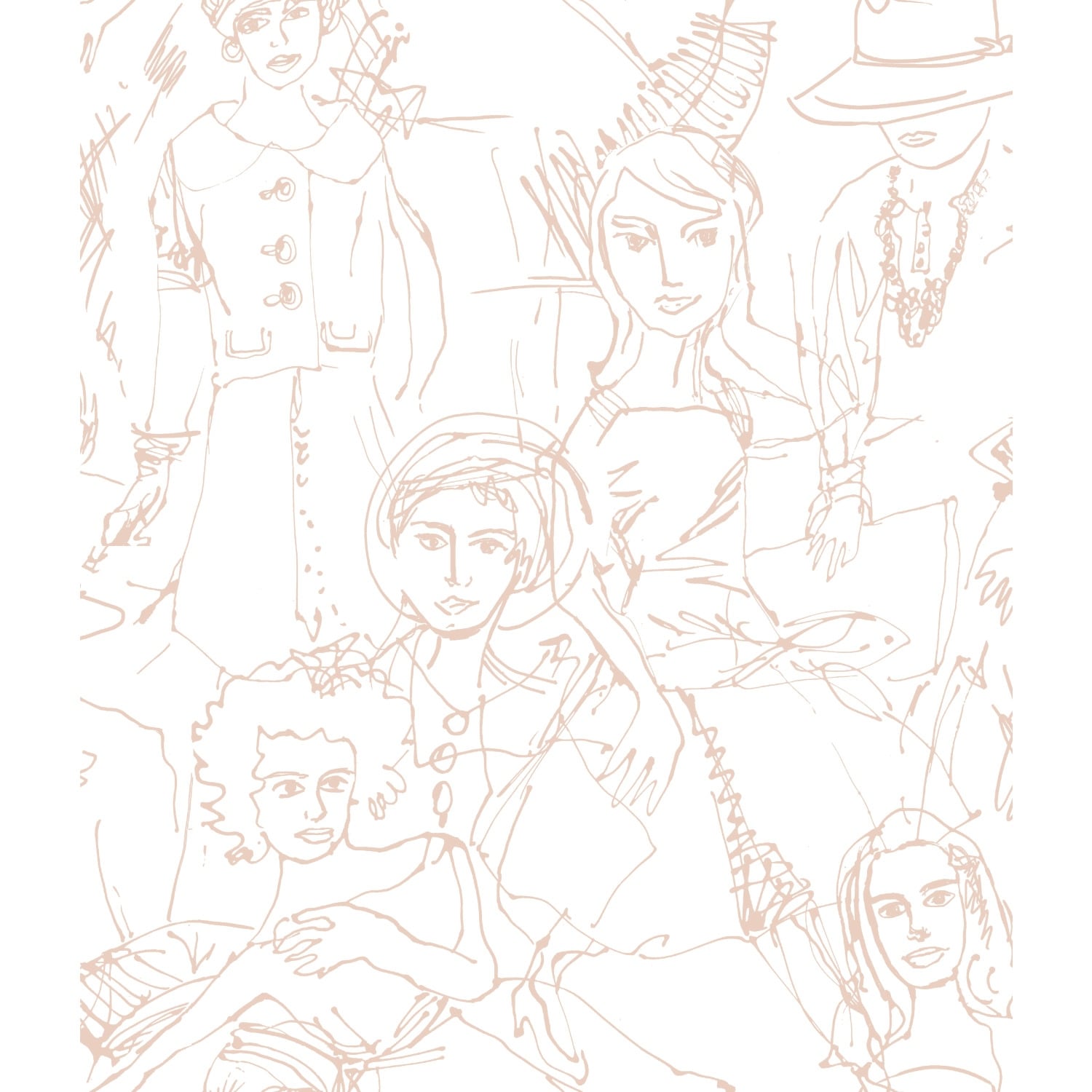 RoomMates Pink & White Vogue Sketches Peel and Stick Wallpaper
