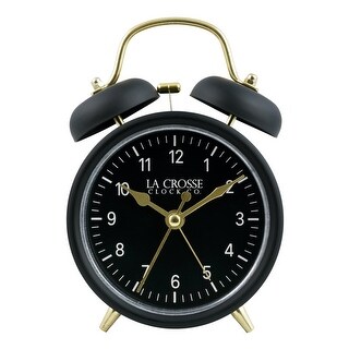 La Crosse Clock 617-3314BG Black Twin Bell Quartz Alarm Clock