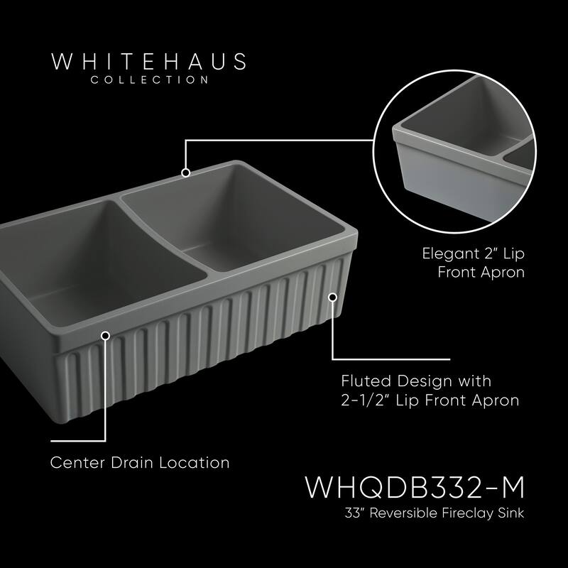 Whitehaus Quatro Alcove 33" Farmhouse Double Basin Fireclay Kitchen