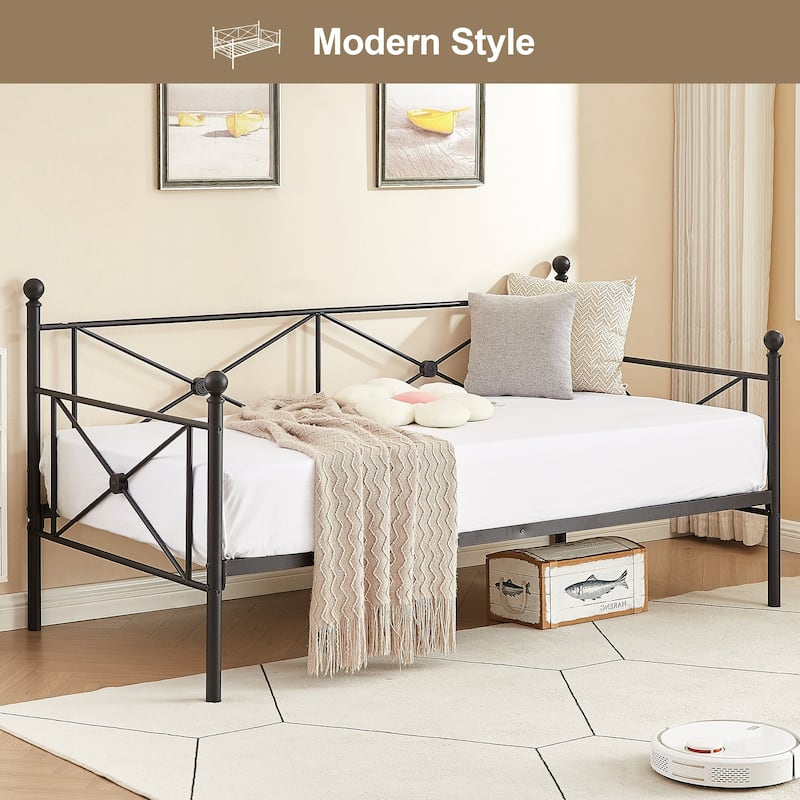 Javlergo Metal Daybed Frame Twin Size Sofa Bed with Steel Slats for Living Room Guest Room