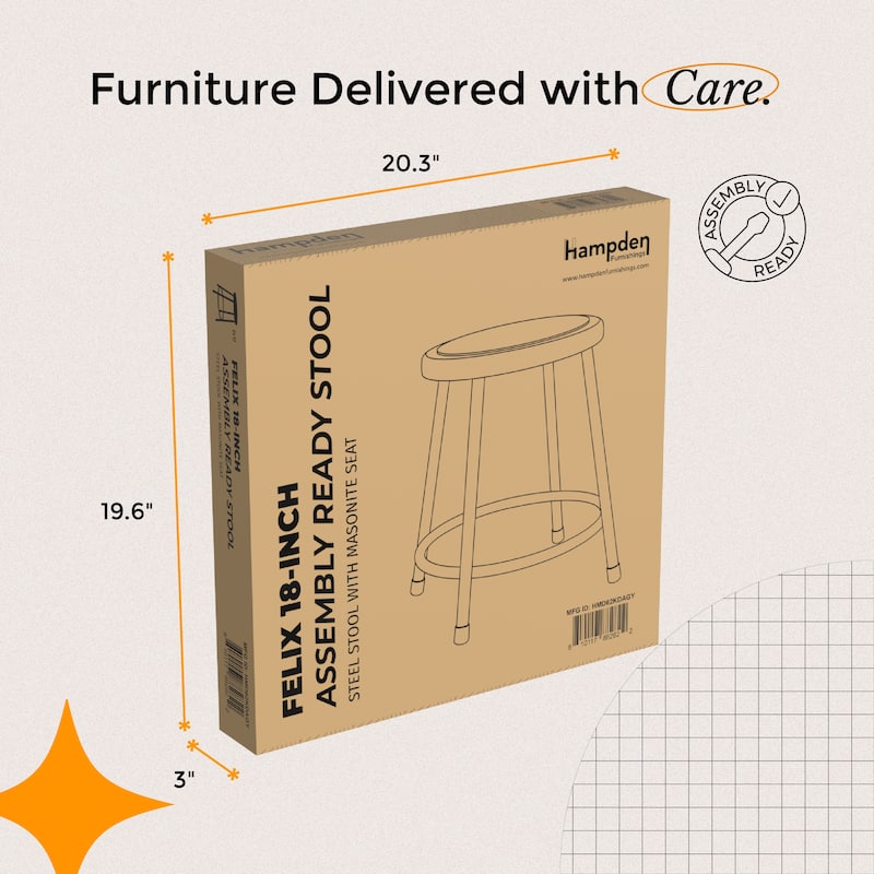 Hampden Furnishings Felix Collection Steel Science Stool, AssemblyReady