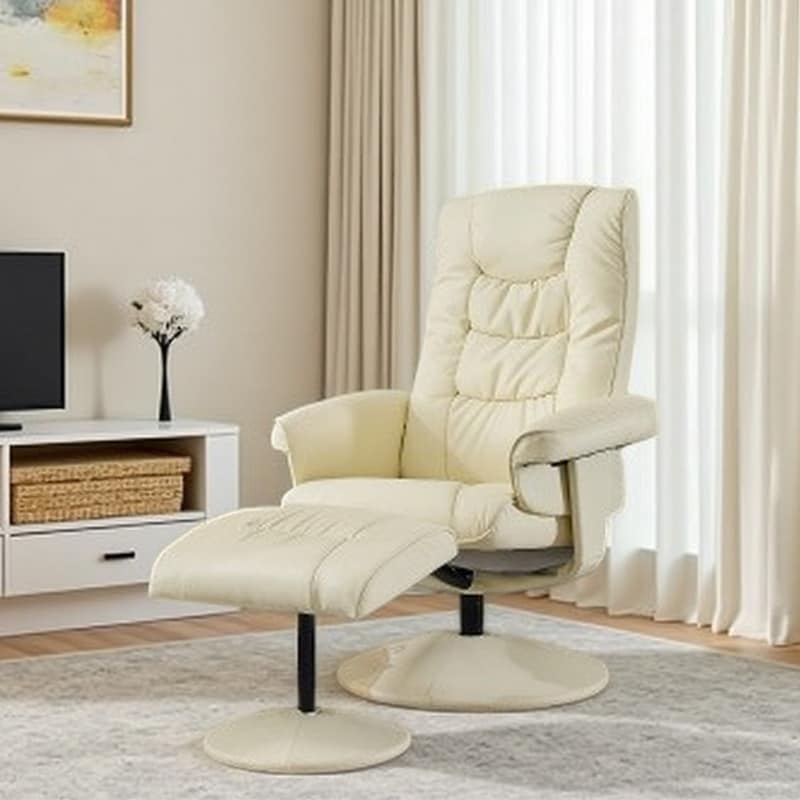 Swivel Recliner Chair with Ottoman, Heated Seat, 5-Point Vibration Massage and 140° Adjustable Backrest