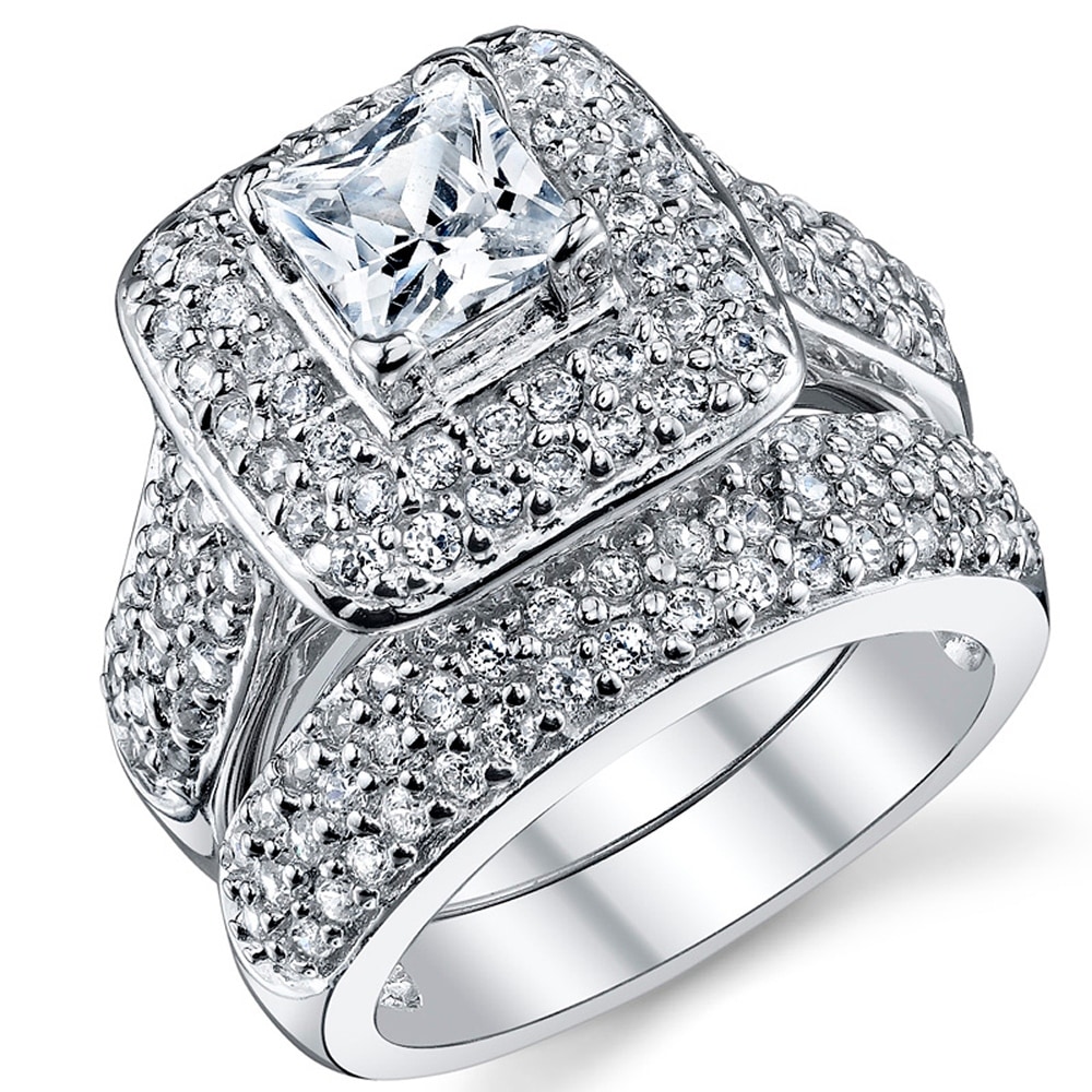 ringcrown Bridal Sets Black Gold Plated Womens Wedding Ring Sets Princess Cut 6mm Red Cz 2pcs Engagement Ring