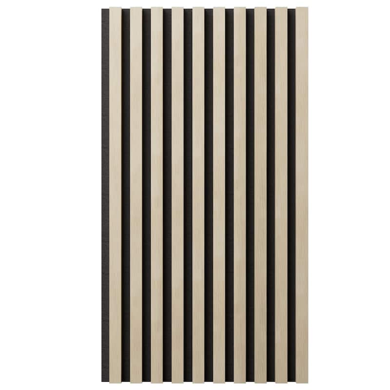 AcoustixPro Noise Cancelling Traditional Small Slat Wall Panel (2 Pack) - White Wash - 11 3/4"W x 94 1/2"H
