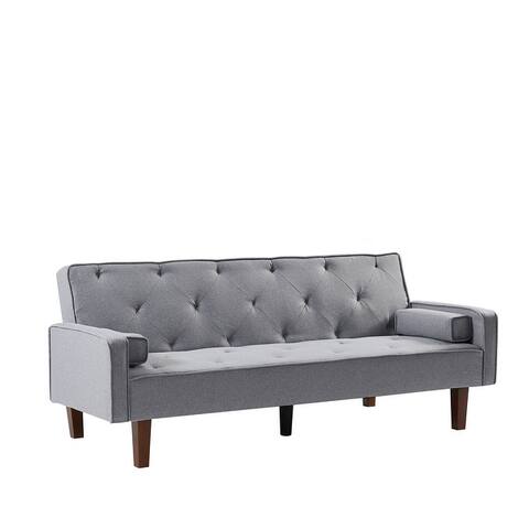 Elegant Modern Loveseat Convertible Sofa Bed, Living Room Accent Sofa, Pillow Back Sofa with Wood Leg and Adjustable Back
