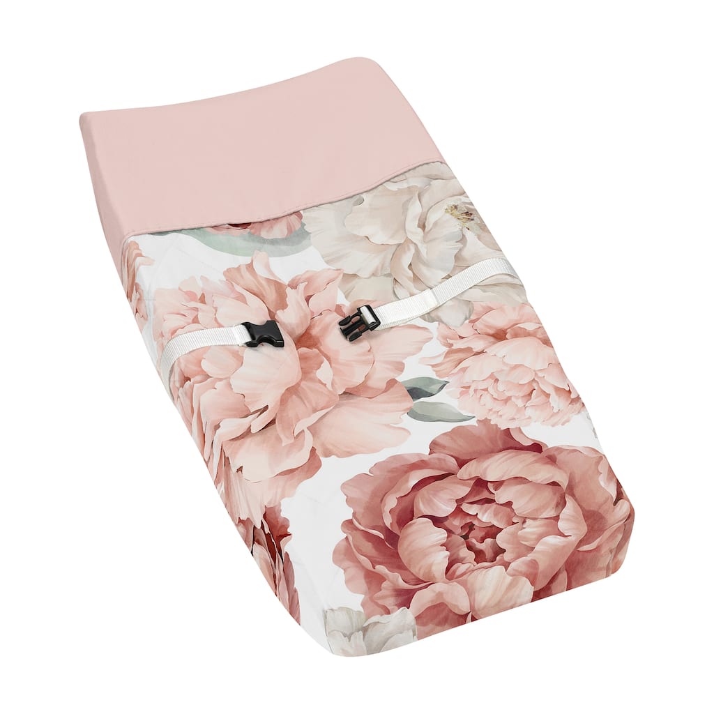 Sweet Jojo Designs Boho Shabby Chic Floral Girl Changing Pad Cover Ivory Bohemian Vintage Garden Watercolor Flower Nature Rose
