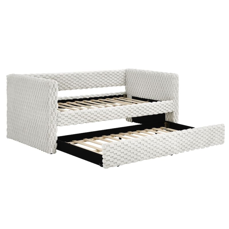 Upholstered Corduroy Fabric Twin Size Sofa Daybed