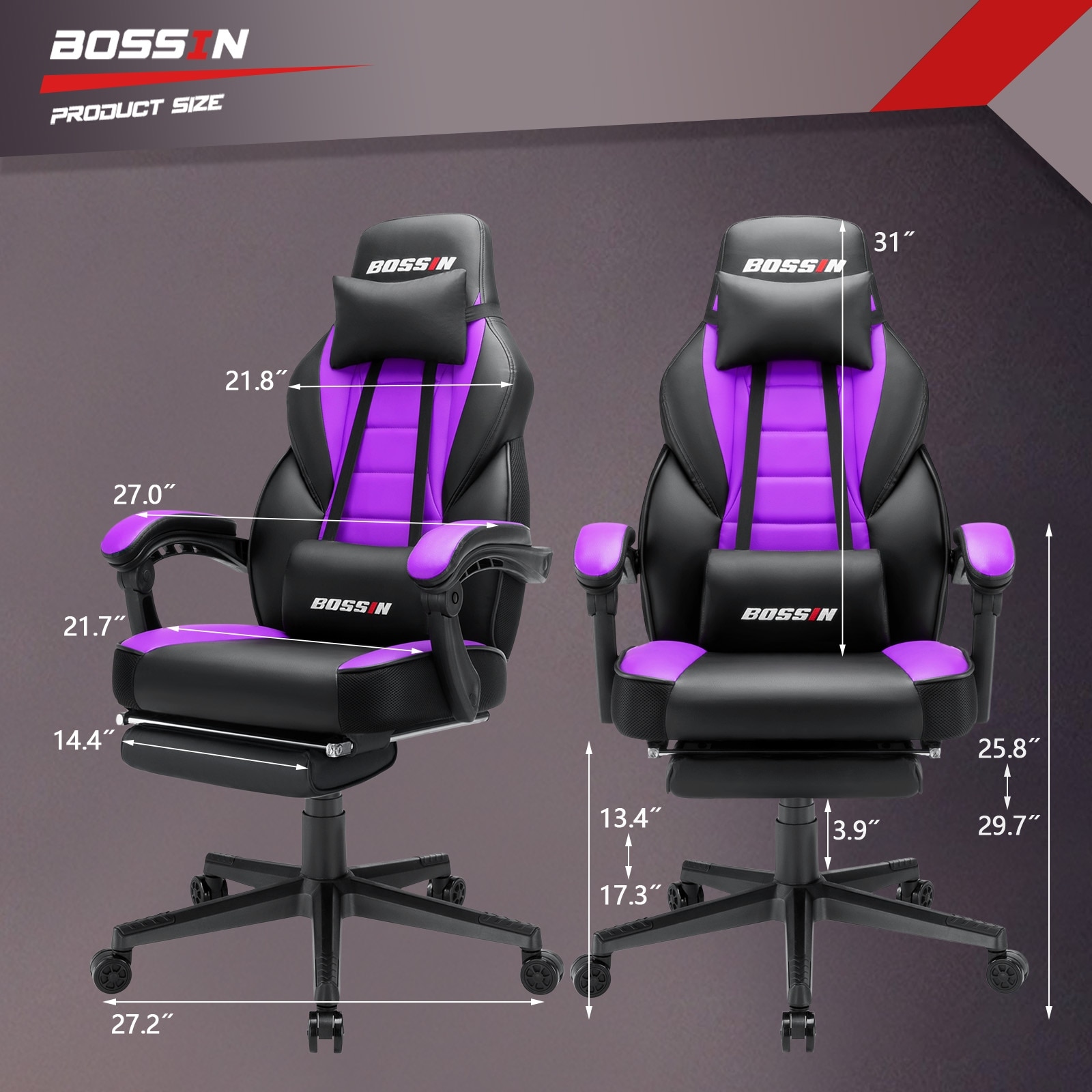 BOSSIN Racing Style Gaming Chair 400 lbs Big and Tall gamer chair High Back Computer Chair Bed Bath Beyond 34768832