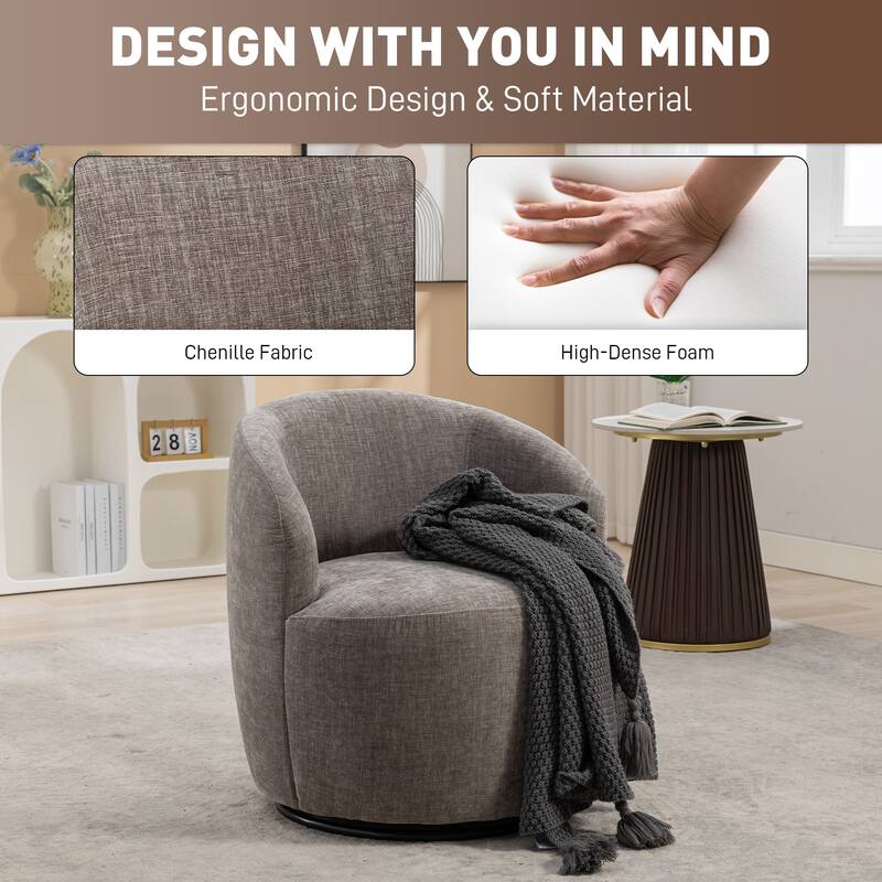 Ouyessir Accent Upholstered Round Velvet 360 Degree Swivel Sofa Chairs
