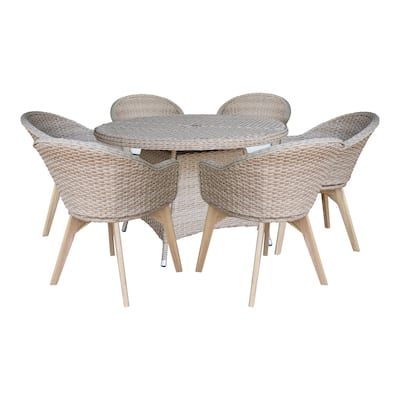 Outdoor Wicker Patio Furniture Set with a Round Table and Chairs