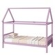 preview thumbnail 7 of 11, Pink Rubber Wood House Bed,Twin Size Kids Bed