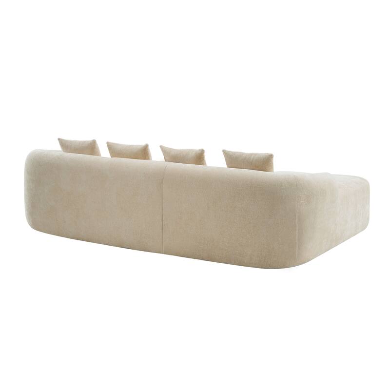 Full Compression L-Shape Sectional Sofa with Curved Chaise, Modular Chenille Couch, Compression Sofa