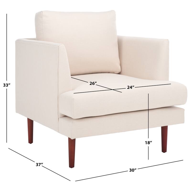 SAFAVIEH Home Hampshire Accent Chair - 30"Wx37"Dx33"H - Bone/Walnut