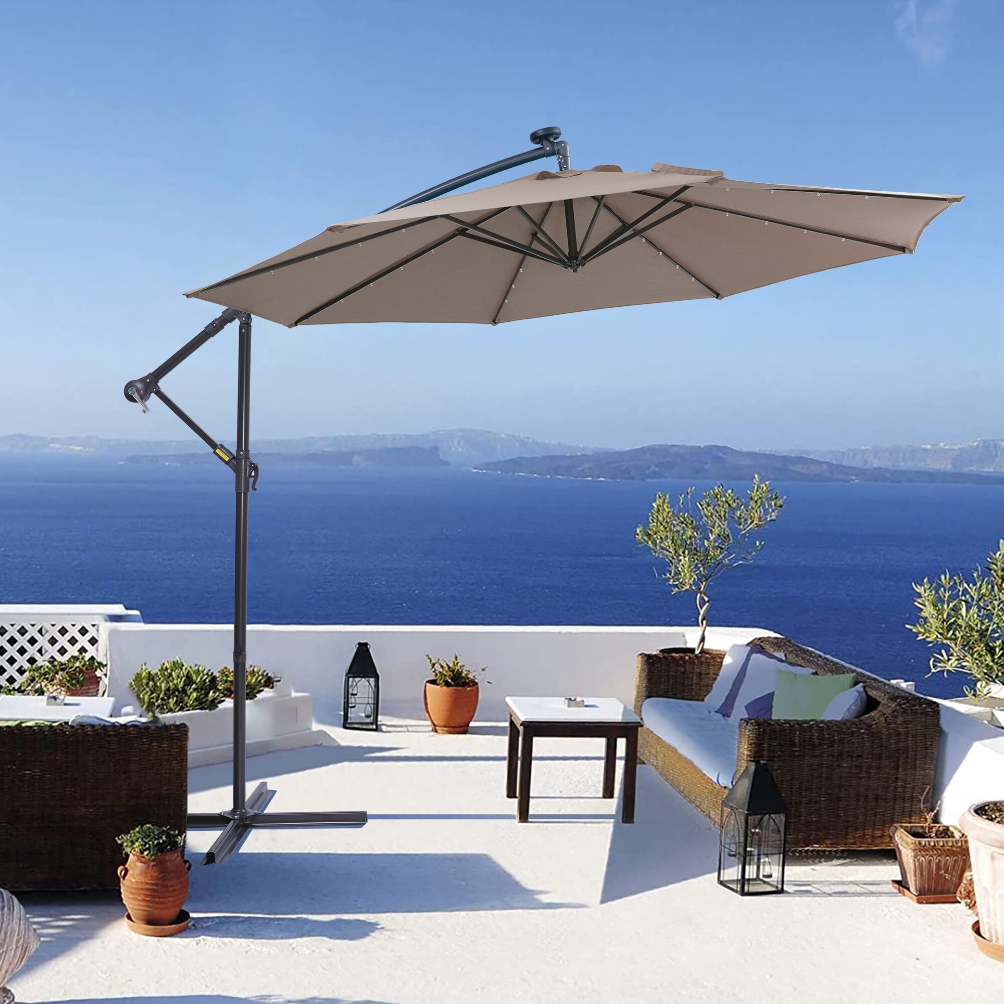 10ft Solar LED Patio Outdoor Umbrella with 32 LED Lights - Bed Bath u0026  Beyond - 35722248