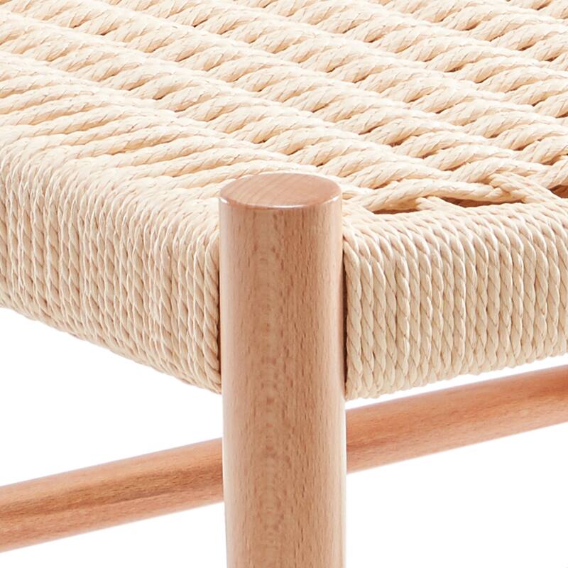 Dining Chairs Set of 2, Woven Rope Seat with Sturdy Metal Frame, Mid Century Modern Dining Room Chairs for Kitchen