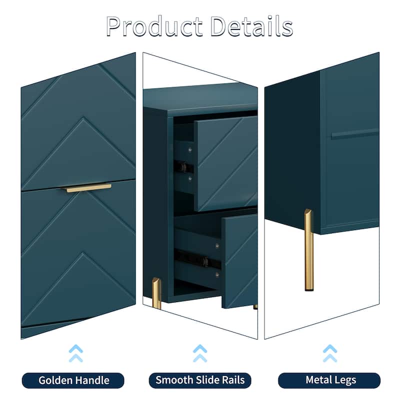 Clihome Modern 2-Drawer Storage Nightstand
