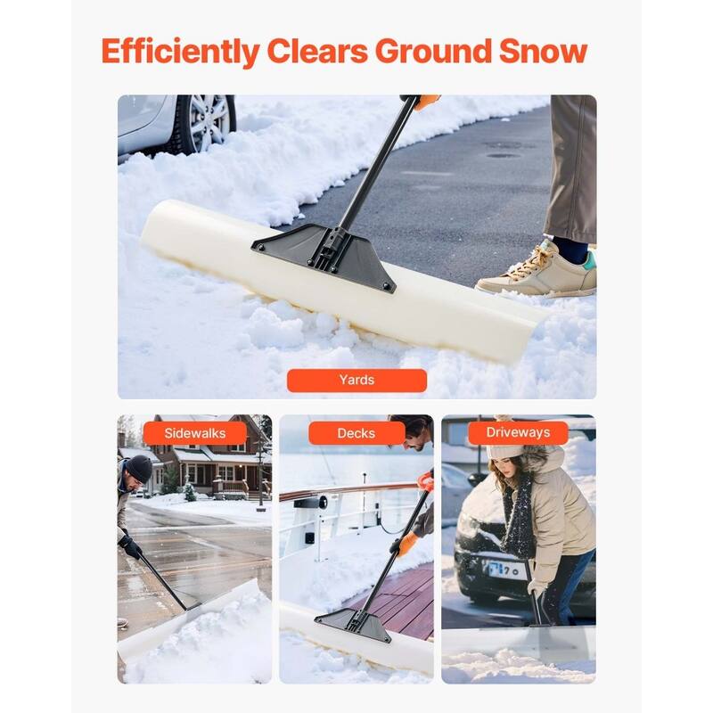Plastic Snow Shovel with Widened Blade and Textured Anti-Slip Handle for Easy Snow Removal
