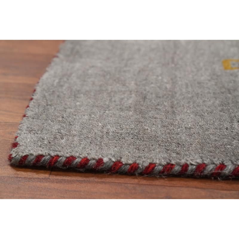 Hand Knotted Oriental 100% Wool Carpet Tribal Animal Pictorial Greys & Charcoal Gabbeh Area Rug - 8' 0'' X 6' 0''