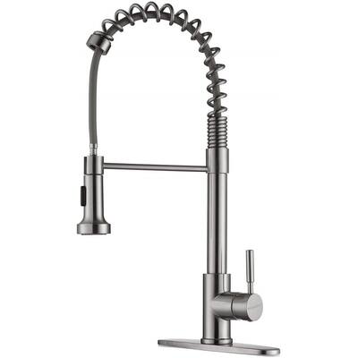 Single Handle Pull-down Kitchen Faucet with Deck Plate Brushed Nickel