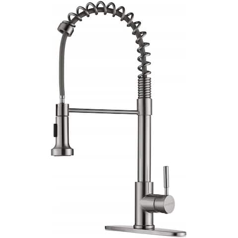 Single Handle Pull-down Kitchen Faucet with Deck Plate Brushed Nickel