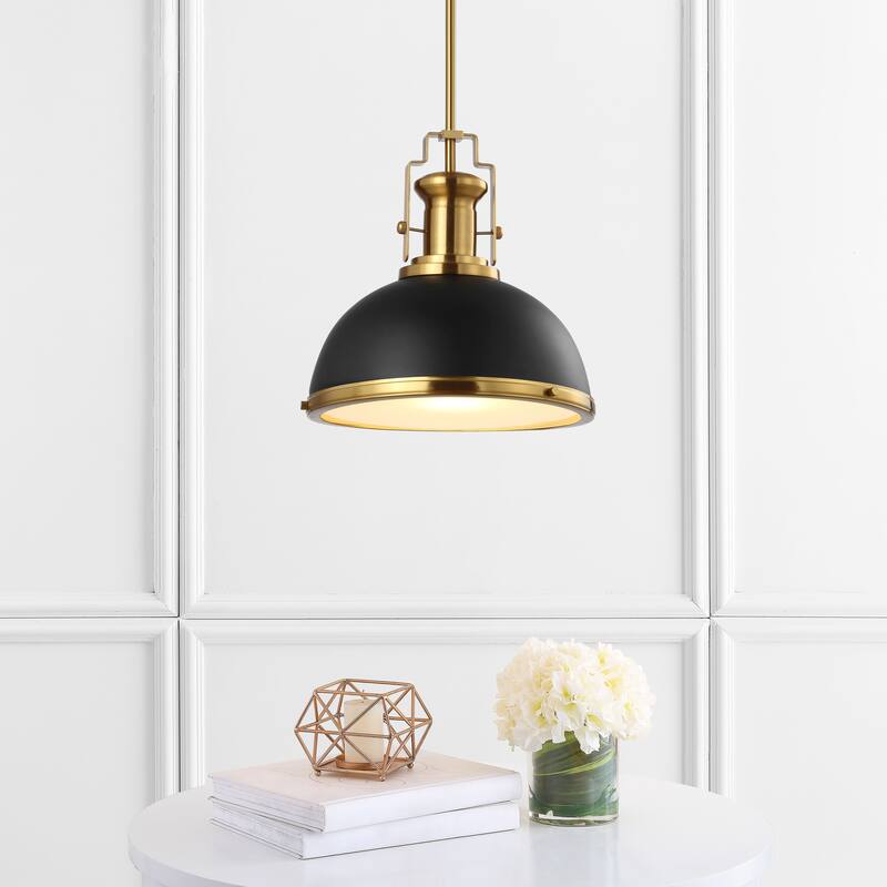 Deere Adjustable Iron/Glass Vintage LED Dome Pendant, by JONATHAN Y