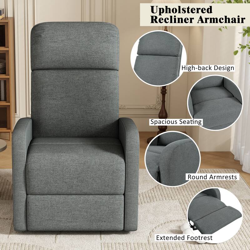 Modern Recliner Manual Recliner Home Theater Manual Recliner Chair with Adjustable Backrest for Living Room
