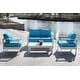 preview thumbnail 1 of 5, SAFAVIEH Outdoor Living Nason White/ Teal 4 Pc Set White/Teal