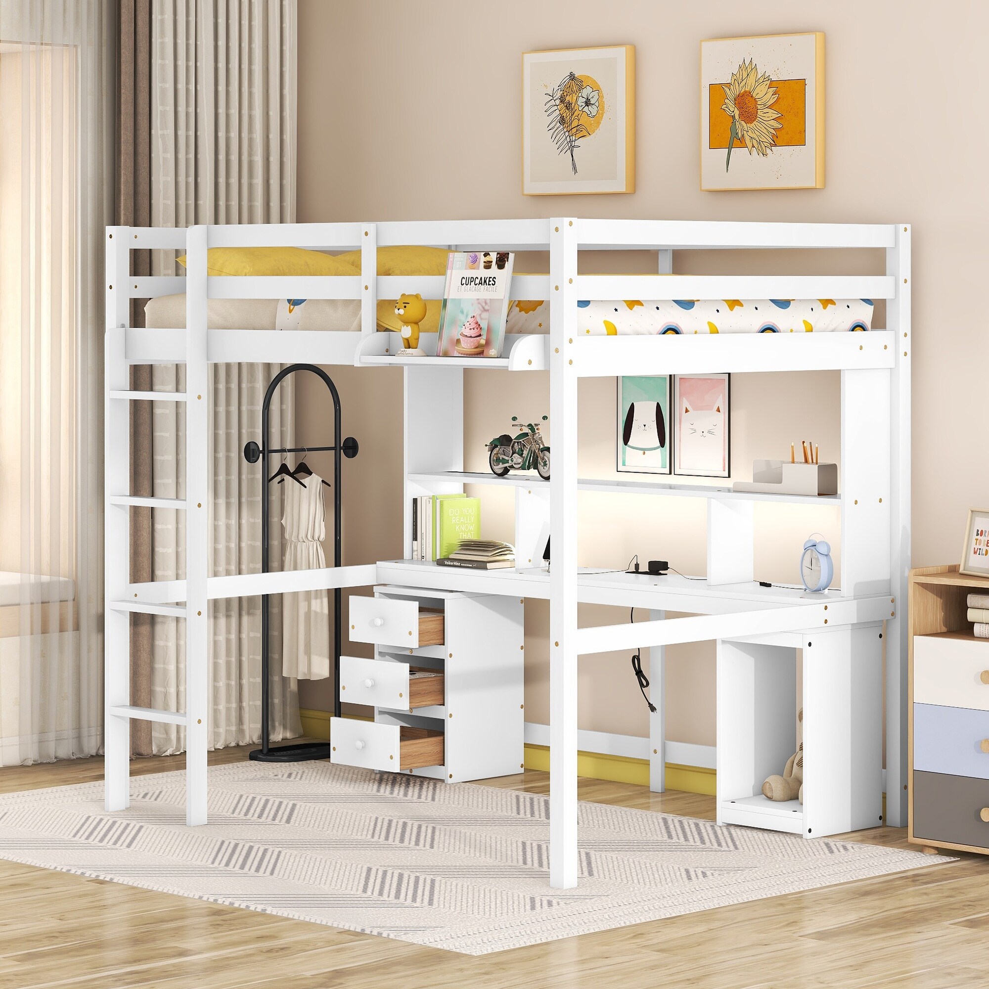 Full size loft bed frame with desk new arrivals